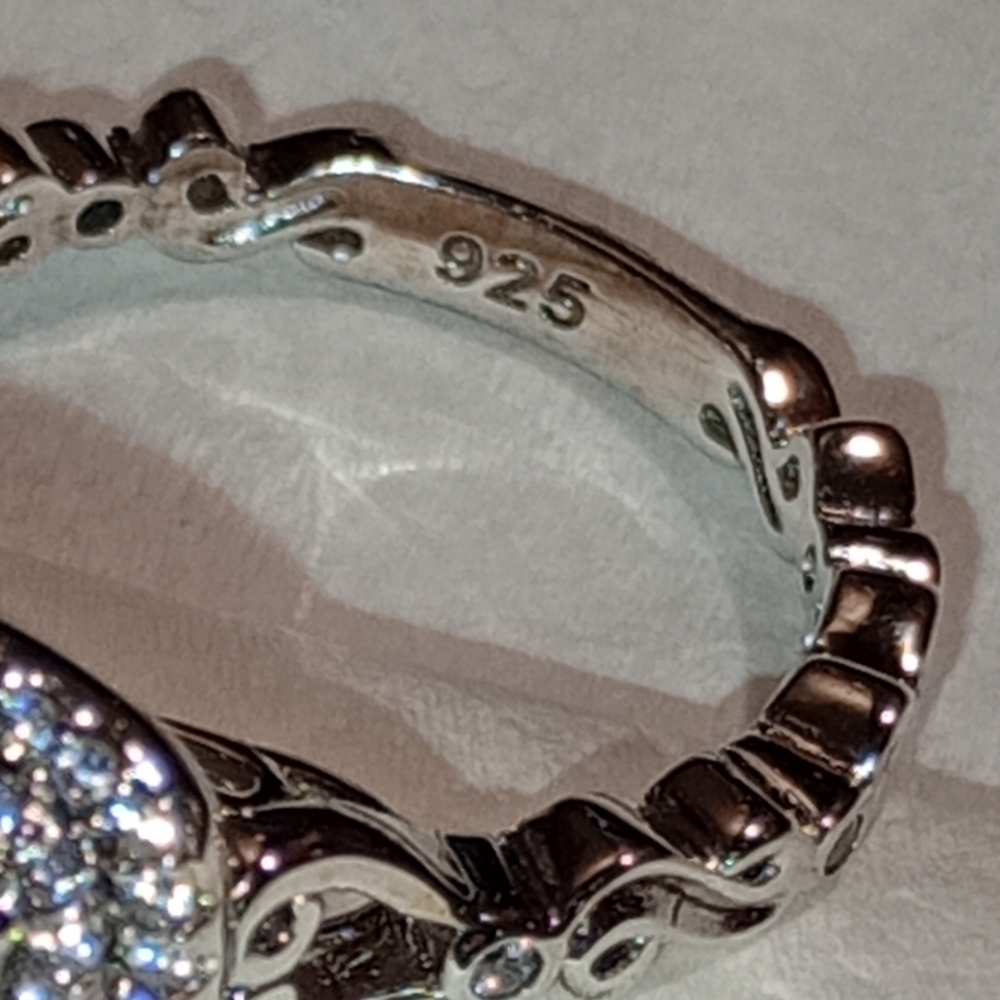 Sterling Silver Engagement And Wedding Band Ring Set/NWOT/Cocktail Ring & Band - Picture 16 of 16
